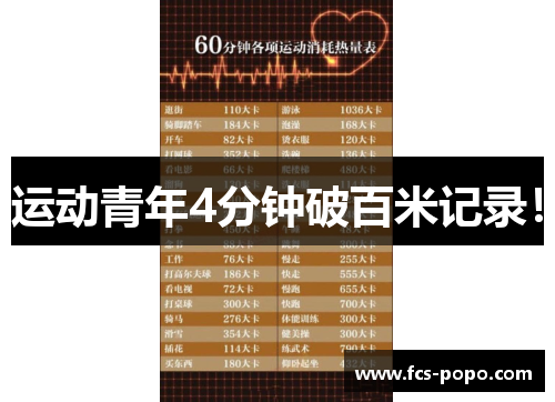 运动青年4分钟破百米记录！